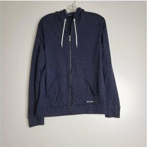 Hugo Boss Blue Zip Up Hoodie Dark Blue Drawstring Hood Kangaroo Pockets
